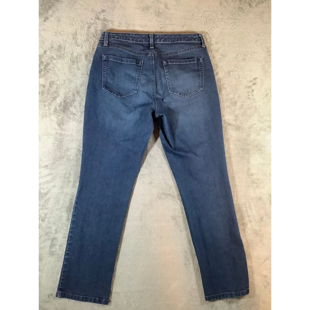 Charter Club Lexington Straight Leg Jeans Womens 10 Short Dark Wash Blue Stretch